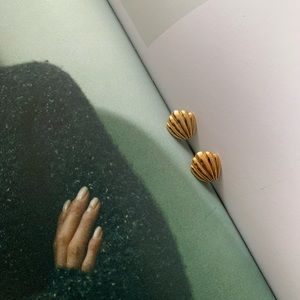 Vintage Gold-plated Shell Stud Earrings